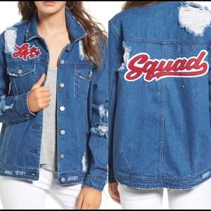 Tinsel Squad distressed patch denim jacket
